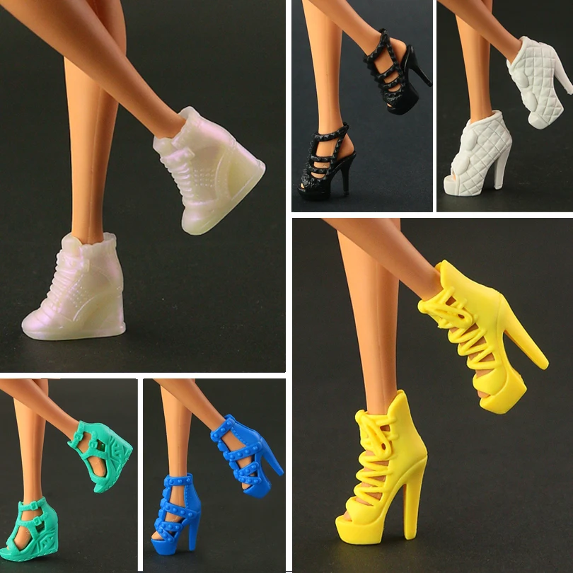 Doll Shoes High quality shoes fashion yellow crystal shoes for barbie doll 15 style available
