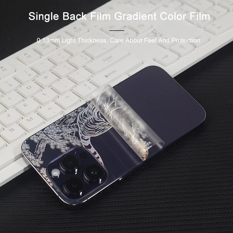 Embossed Colorful Transparent HD Back Film For iPhone 14 13 12 11 Pro Max mini 12Pro 14Promax Skin Protector Frosted Sticker