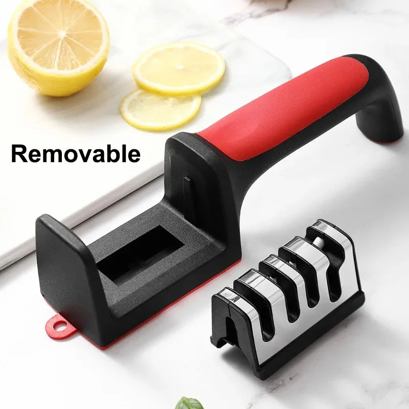 Quick Handheld Knife Sharpener Multi-function 4 Stages Type Sharpening Tool  Stainless Steel Sharpening Stone For Kitchen