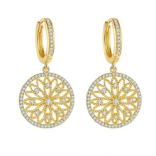  Round 18K gold Plated Drop Earrings Simulated Diamond Earrings for Women Jewelry Female Korea Earrings 