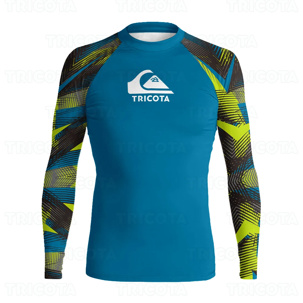 Men Surfing Swimwear Long Sleeve Rash Guard Quick Dry UV Protection Diving Surfing Clothes Rashguards Tights T-Shirts UPF 50+