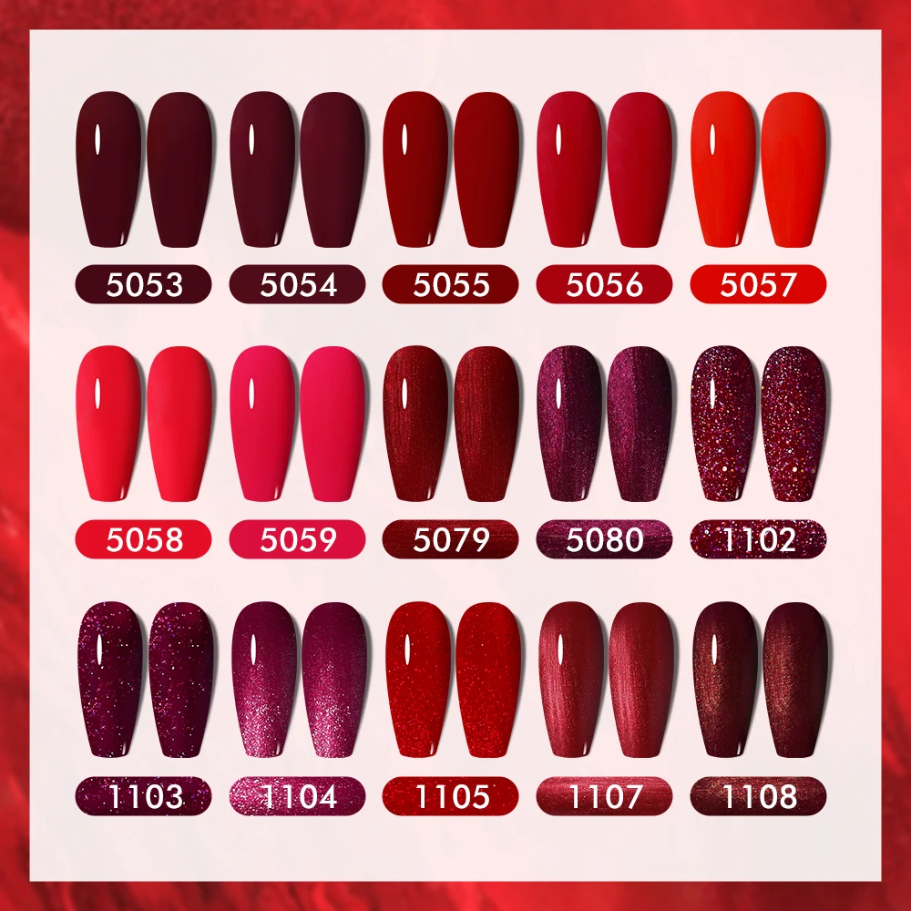 Rainbow Ghini 15ml Glitter Dark Red Gel Nail Polish Semi-Permanent Varnish UV Pale Red Nail Gel Art Supplies for Professionals 4