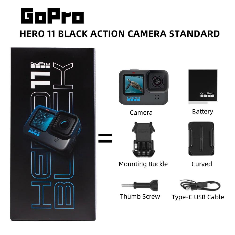 GoPro HERO 11 Black Action Camera Hero11 4K 5.3K60 Video Sports Camera 27MP  GP2 Waterproof Mini Video go pro 11 Helmet Cameras