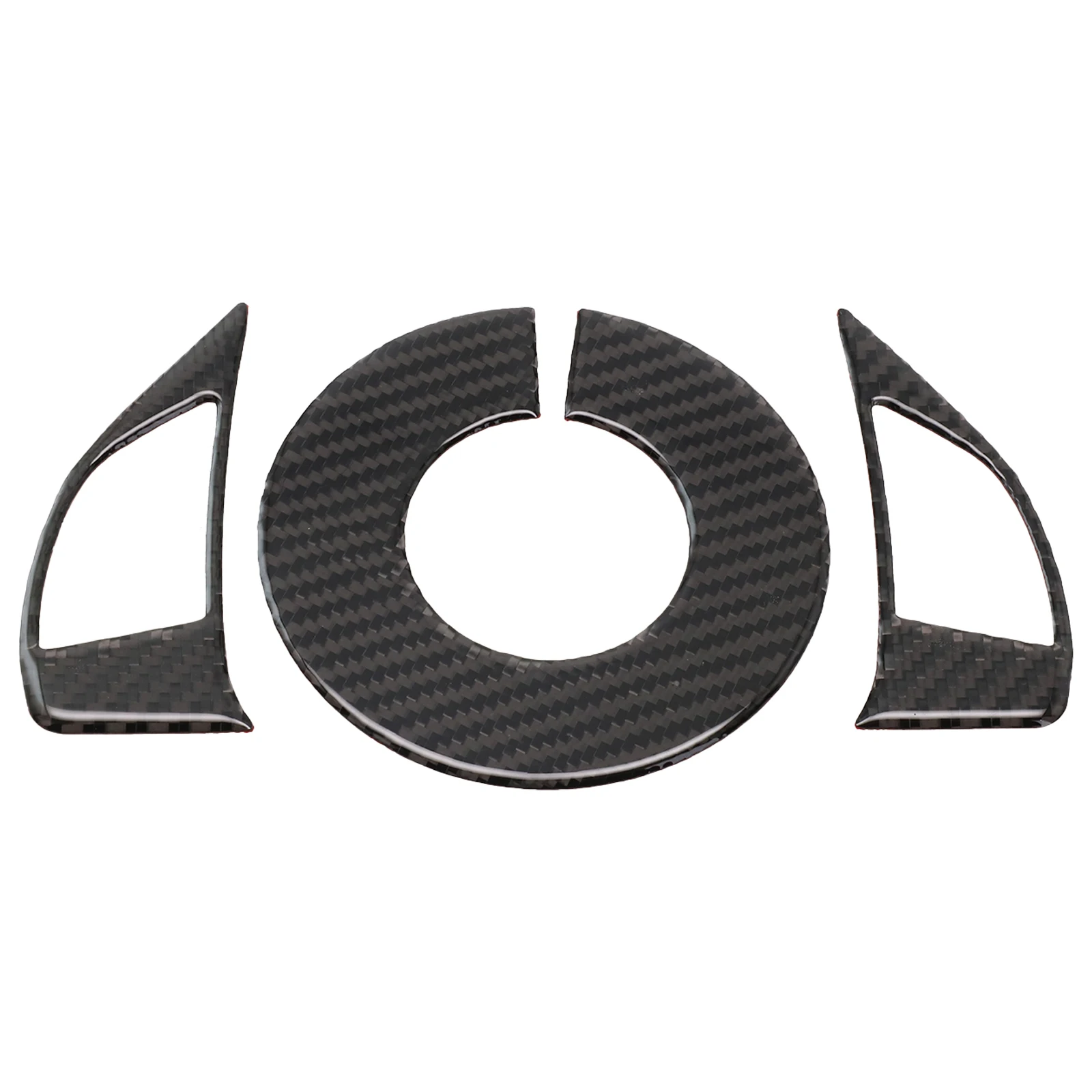 

Steering Wheel Trim Cover Trim 3pcs Anti-corrosion Black Carbon Fiber Steering Wheel Car Interior Accessories For Fiat 500