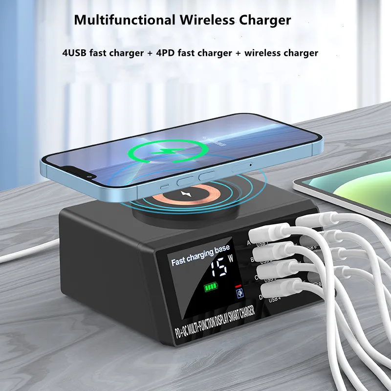 Approvisionnement En Gros Chargeur Sans Fil De 100W Multi 15W Fast 20W USB C  QC3.0 9V / 2A 5V / 3A Affichage Smart Smart Station De Charge Rapide Pour  IPhone Samsung De