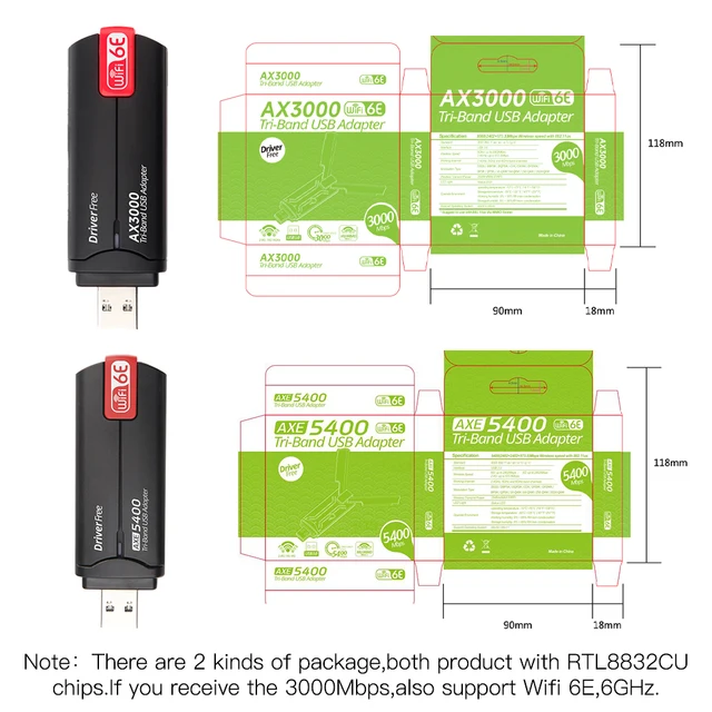 NEWFAST Clé WiFi 6 Puissante 5400Mbps Adaptateur USB Trois Bande pour PC,  2.4 GHz/5 GHz/6Hz Dongle Compatible avec Windows 11/10,Prise en Charge de  USB3.0、8*MU-MIMO、OFDMA : : Informatique