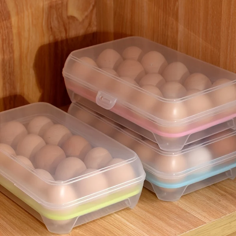 15 Grid Egg Storage Box Egg Tray With Lid Kitchen Refrigerator Egg Box Egg Drop Rack Egg Storage Boxes Fridge Egg Organizer 4