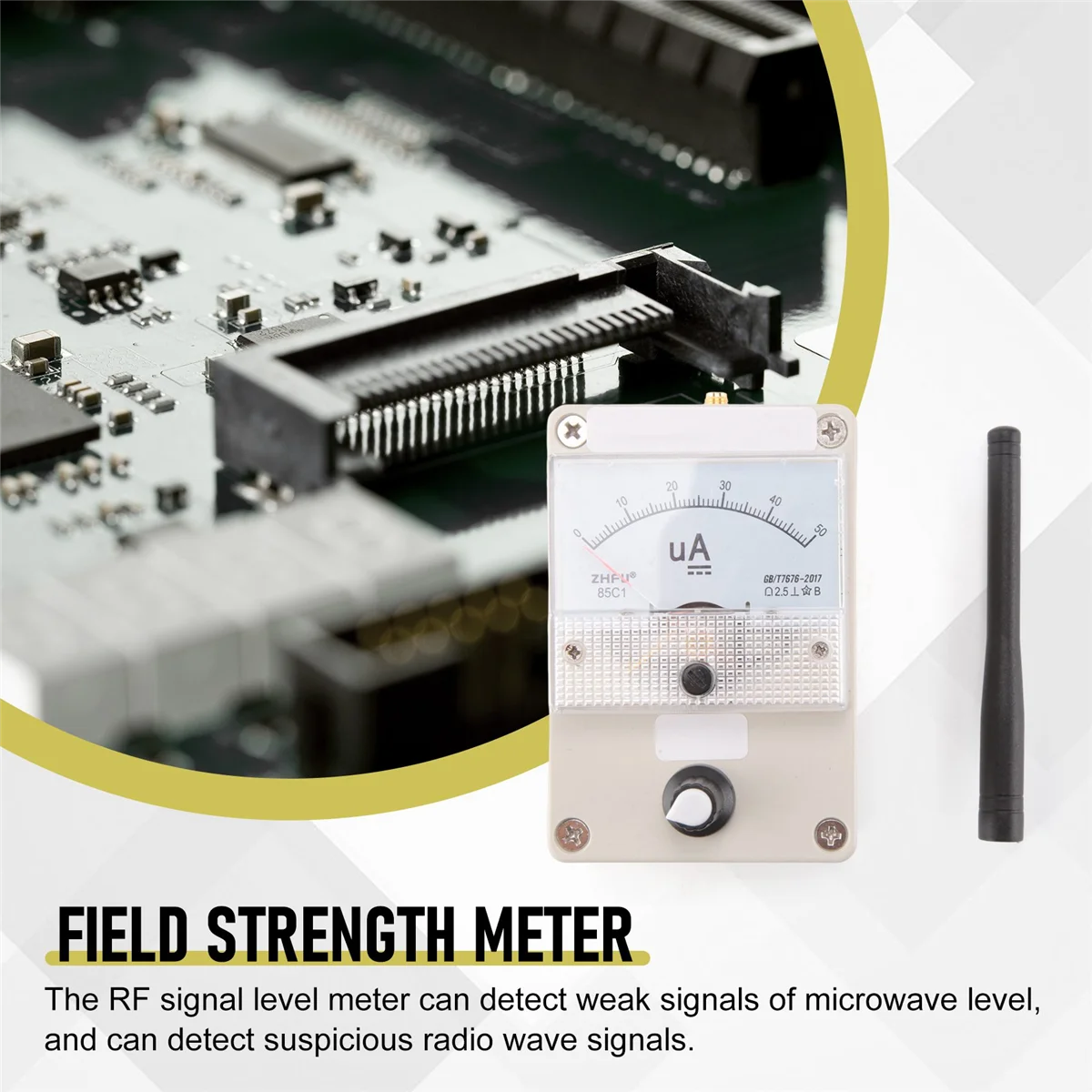 RF Signal Level Meter 100K‑1000MHz Field Strength Indicator Signal Strength Meter for Radio Antenna Radiation