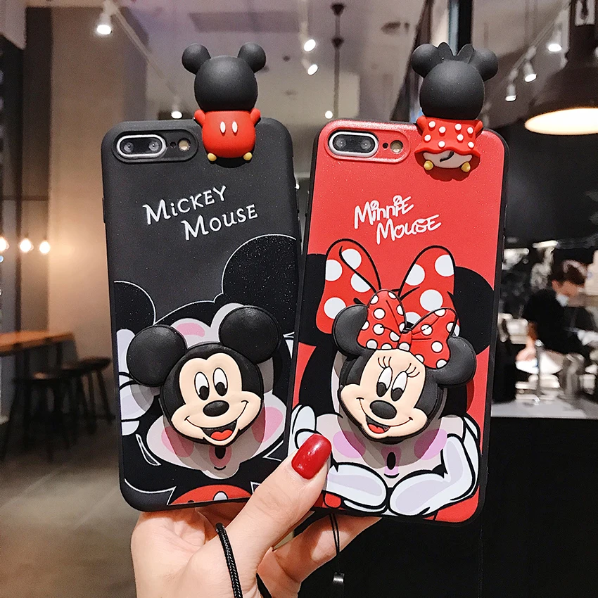 Minnie Mickey Per Huawei P20 P30 P40 Lite Pro Y9 Y9 Prime Y9S Mate 10 20 Lite Custodia Per Telefono Con Corda Di Supporto
