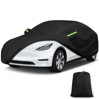 Custom Waterproof Car Cover For Tesla Model Y Heavy Duty Protection Hail & Windproof with Charge Port Opening and Side Zipper
