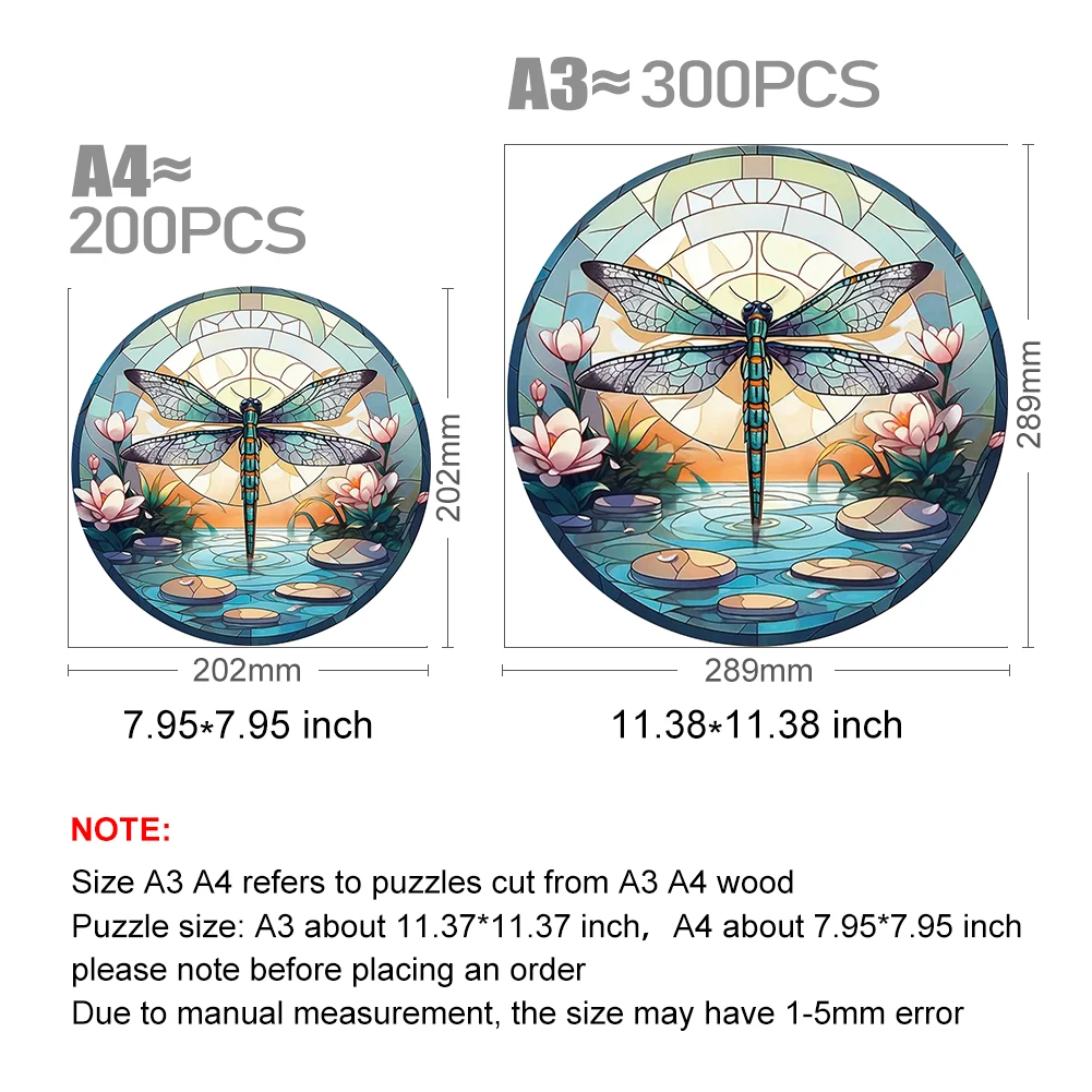 Wooden Puzzle Mandala Dragonfly Surprise Toys 3D Wood Jigsaw Puzzles Creative Games Round Shaped Animals Secret Puzzle Boxes