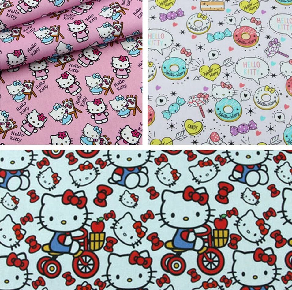 Ширина см ткань из хлопка с рисунком Hello Kitty материал для лоскутного шитья
