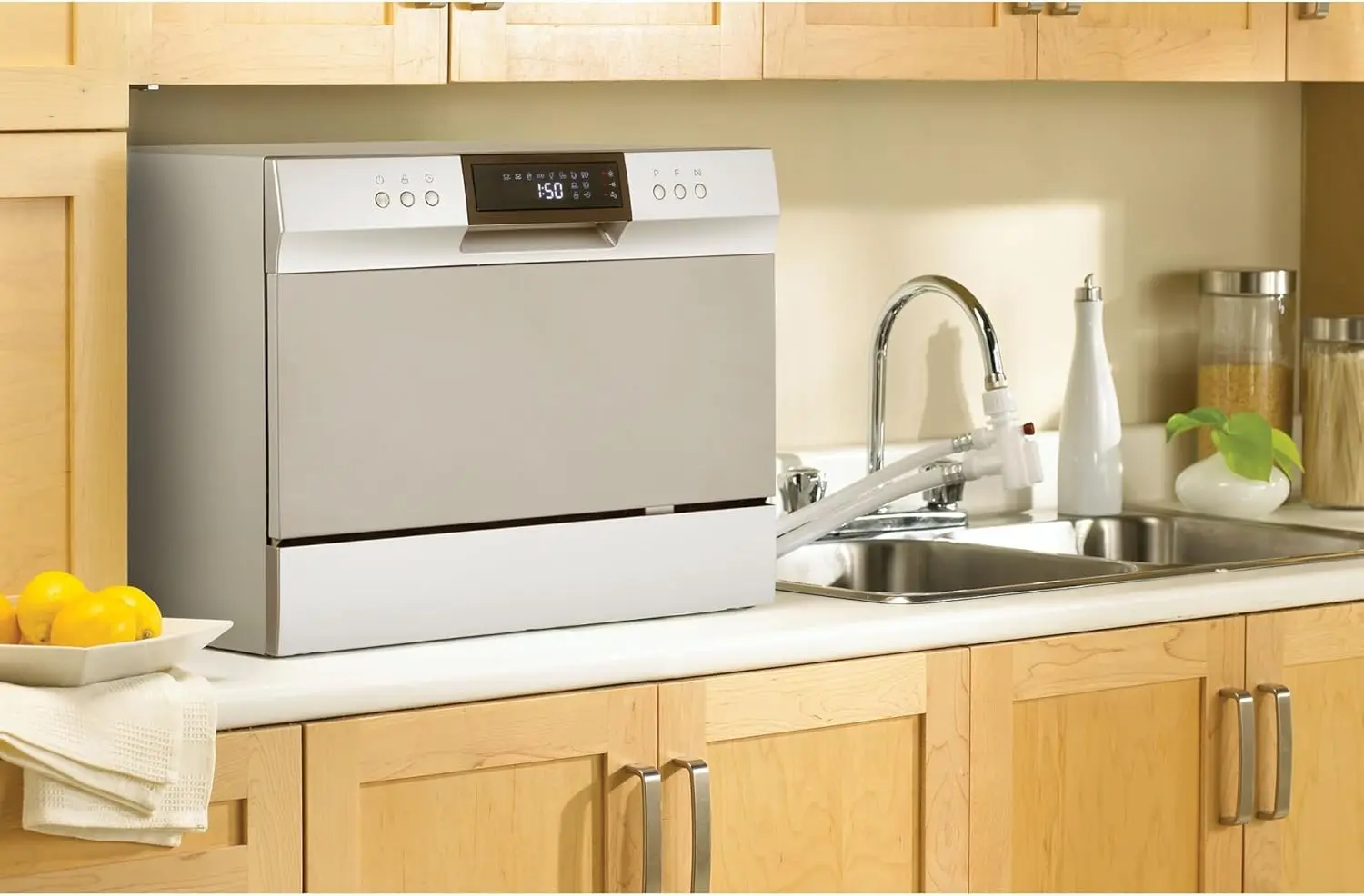 Countertop Dishwasher with 6 place Settings and Silverware Basket LED Display Energy Star DDW631SDB