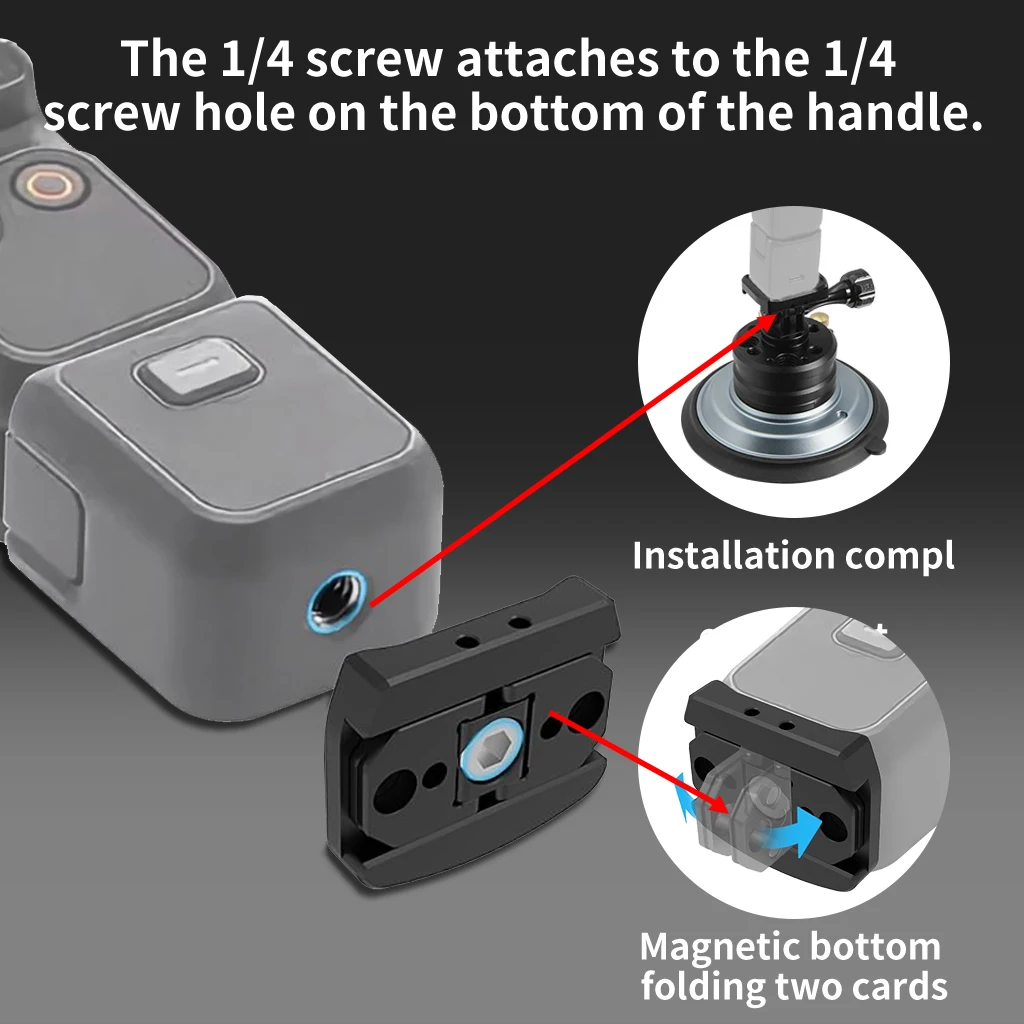 Starker Vakuum-Saugnapf, Auto-Dashcam-Kamera-Halter, magnetische Basis für Gopro 13 Insta360 GO 3/3S DJI OSMO 360 Pocket3 Cam – Detail 9