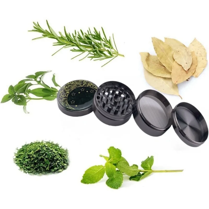 2.5 Inch Zinc Alloy Moon Herb Grinder Portable 4 Sections Spice Grinder Cigarette Shredder Kitchen Gadget Smoking Accessories