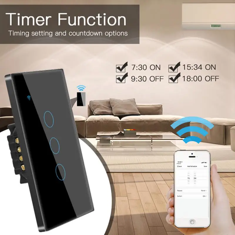 

Wifi Smart Switch Touch 5pcs Tuya Smart 1gang 2gang 3gang 4 Gang Smart Home Google Assistant Alexa Wifi Touch Switch