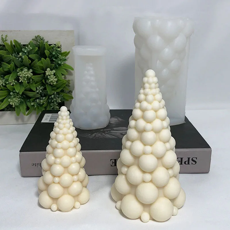3D Bubble Christmas Tree Silicone Candle Mold Handmade Scented Candle Making Kit Gypsum Resin Soap Mould Christmas Decor Gifts