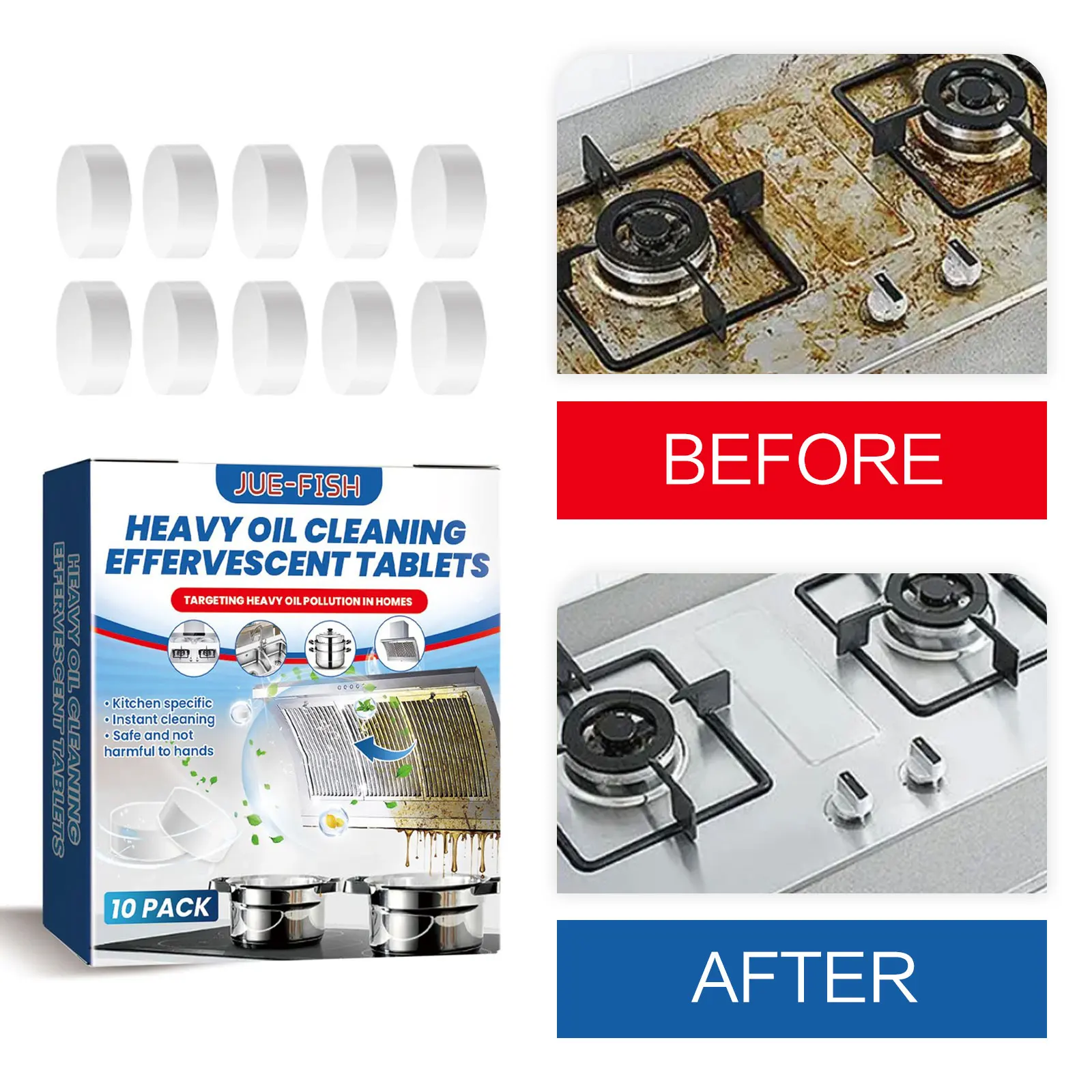 Heavy Oil Stain Cleaner Oven Grill Grease Detergent Hood Stove Stain Remover Rust Prevent Multifunctional Kitchen Cleaner Tablet
