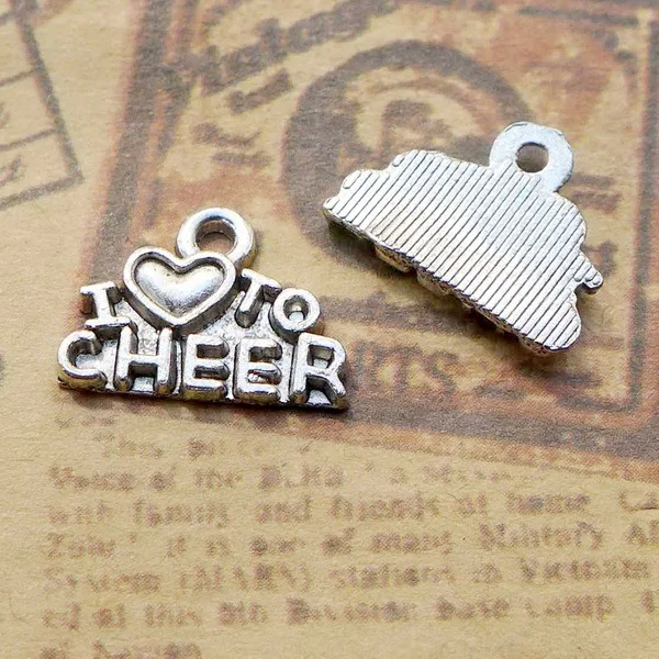

30 шт./лот 10*14 мм I LOVE TO CHEER Letter Charm сплав DIY античный серебряный кулон для браслета ожерелья ювелирных изделий