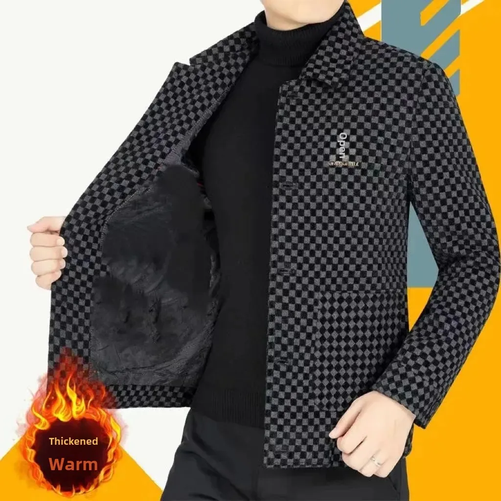 Autumn Winter Men's Jacketwoolentop Business Casual Lapel High End Wool Overcoat For Middle-aged Youth