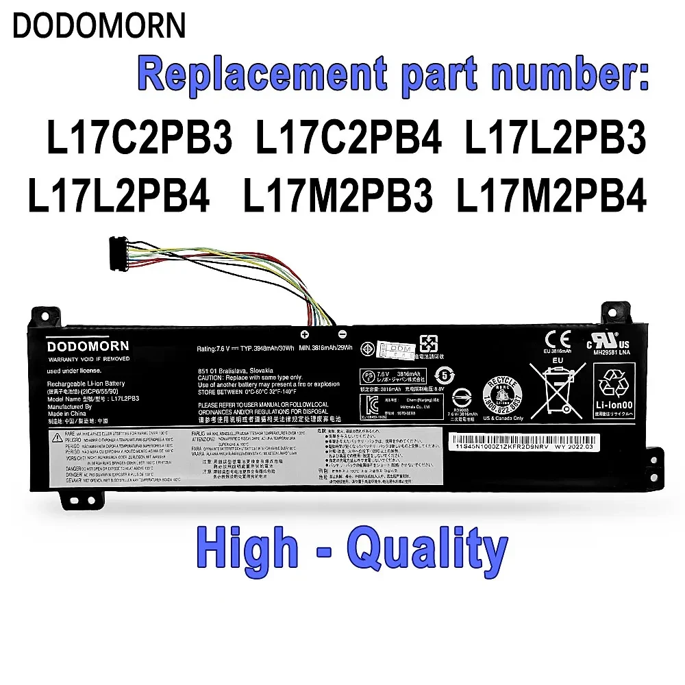 Bateria do Portátil para Lenovo 30wh L17l2pb3 V130151kb 15igm V130-15ikb 81hn V330-14isk81ay V530-14ikb 15ikb 3948mah 2icp6 55 90 - Imagem 5