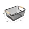 Metal Wire Bin Basket with Wooden Handle Multifunctional Countertop Organizer Portable for Living Rooms Breathable Lightweight 6