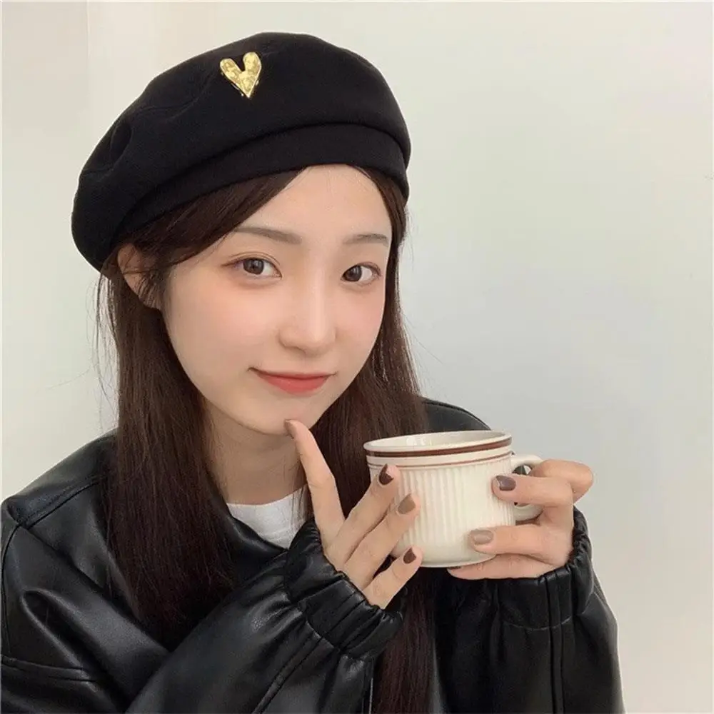 Cotton Beret Hat Women's Retro British Korean Trendy Painter Cap Autumn Winter Street Octagonal Beret Caps Cotton Woolen Berets