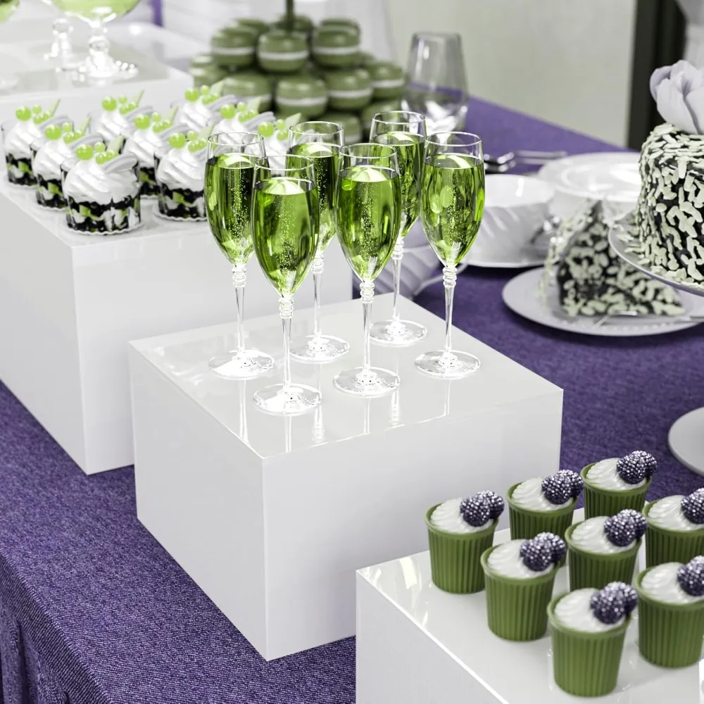 extra large white acrylic buffet risers cube box food risers for buffet dessert table 12 inch set of 5 display stands for weddin