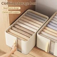 Household Clothing Storage Box Underwear Socks Storage Box Wardrobe Sorting Clothes Organizer Steel Rack Foldable Storage Box 2
