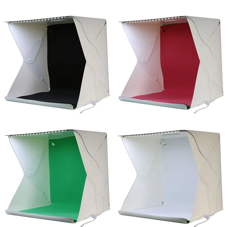 Mini 30CM Folding Tabletop Studio Diffuse Soft Box with LED Light Black White Red Green Background Photo Studio Accessories