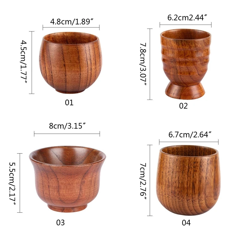 Wooden Tea Cups Coffee Mugs Beer Coffee Milk Water Cup Kitchen Bar Drinkware
