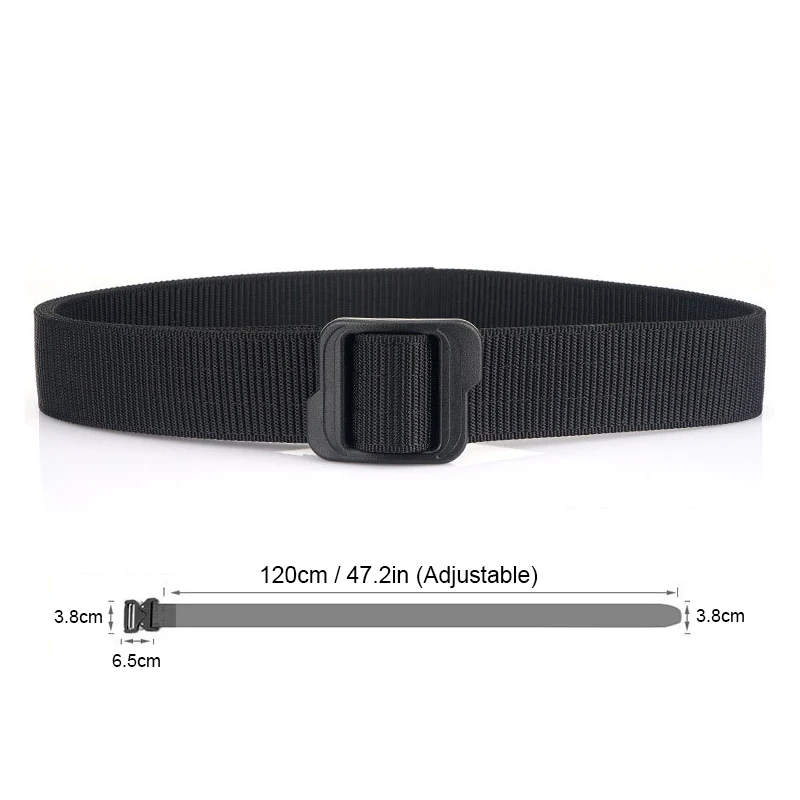 No Metal Casual Belt for Men Plastic Buckle Thick Nylon Tactical Outdoor Belt 38mm Military Gun Metalless Girdle