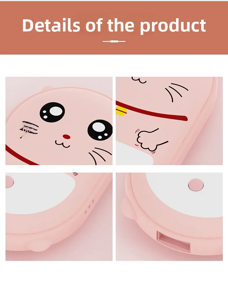 Cute Pet Shaped Electric Hand Warmer USB Charging Portable Waterless Hot Water Bag Dual Purpose 3000mAh Power Bank 2-in-1