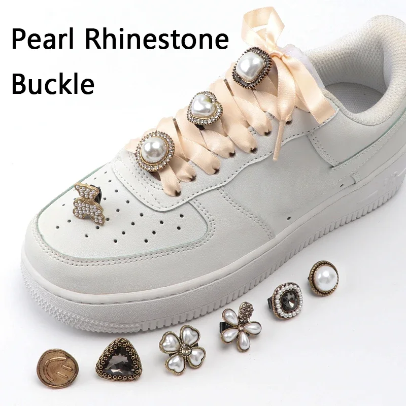 Shoe Charms 1PCS Pearl Rhinestones Buckle Shoelaces Decoration Shoes Accessories DIY Shoe Charms Design Exquisite Vintage Button Accessories
