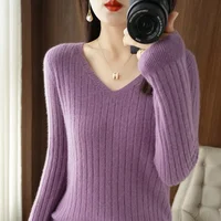 Women Sweater 2025 Autumn Winter Warm Basic Tops Casual V--neck Spring Bottoming Shirts Long Sleeve Fashion Korean Knit Pullover
