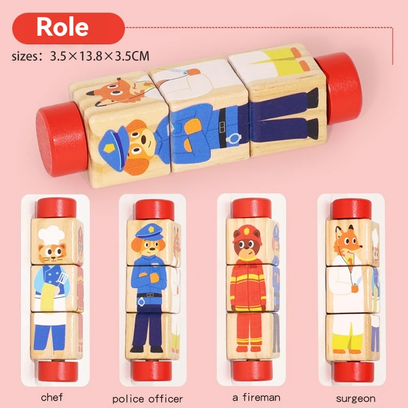 Wooden Rotating Educational Puzzle Toy for Toddlers' Early Development
