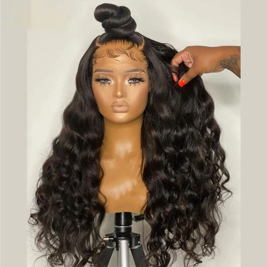 

Natural Black Soft 180% Density 26 Inches Long Deep Body Wave Lace Front Wig For Women with Baby Hair Preplucked Daily Glueless