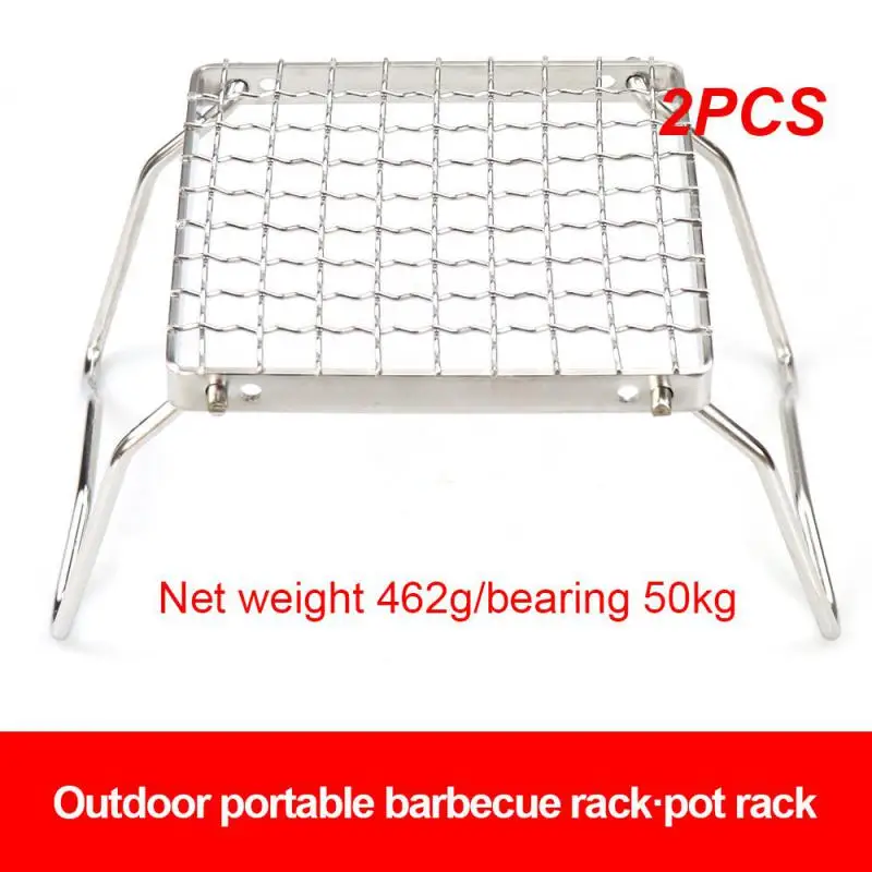 

2PCS Multifunctional Folding Campfire Grill Portable Stainless Steel Camping Grill Grate Gas Stove Stand Outdoor Wood Stove