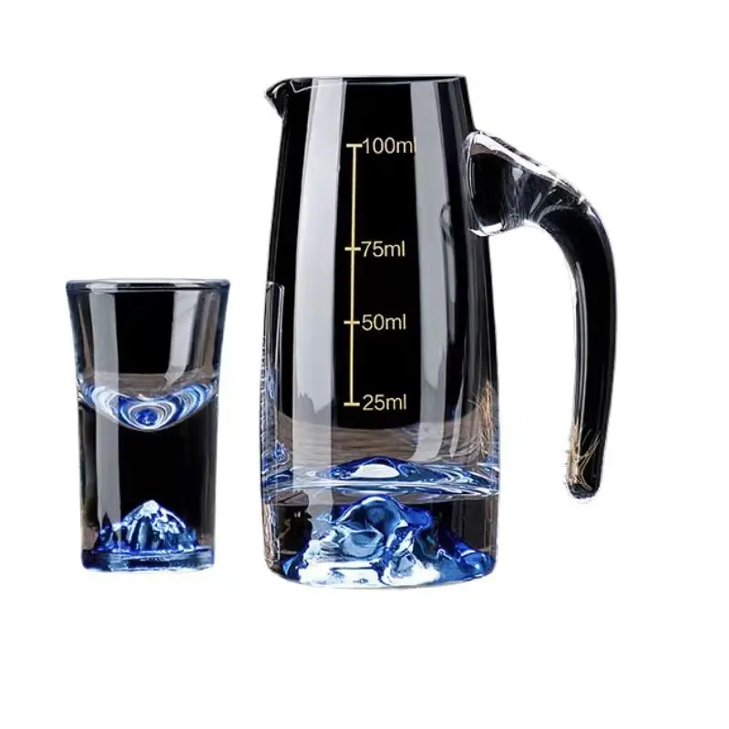 Shot Glasses Ice Blue Baijiu Cup Wine Separator Set Home Creative Crystal Glass with Scale Home Wine Set
