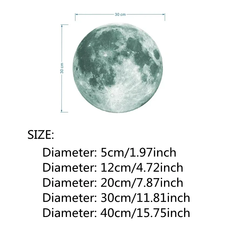 5-40cm Luminous Moon Sticker Decoration Fluorescent Sticker Kids Room Decorations for Bedroom Luminous Toy Настенные Украшения