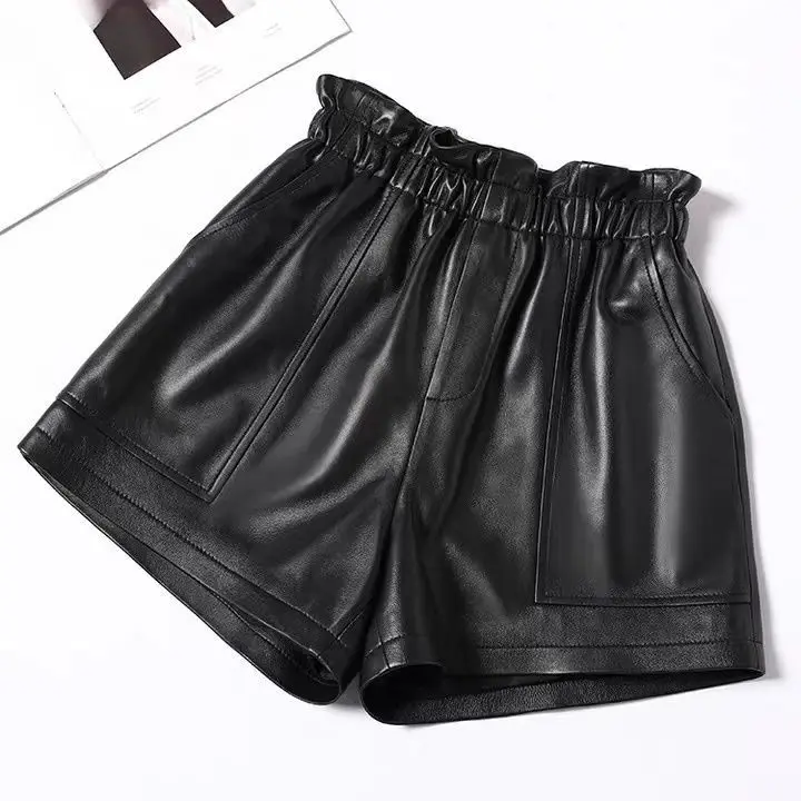 2023-loose-spring-women-faux-leather-shorts-vintage-female-all-matching-high-waist-solid-color-casual-pu-t771