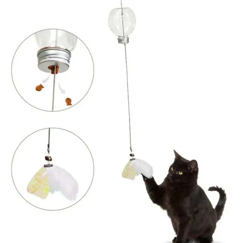

Teasing And Cat Training Toy Cat String Toy With Treat Dispenser Cat Leak Food Toy Elastic Hanging Teasing Cat Rope kitten Toy