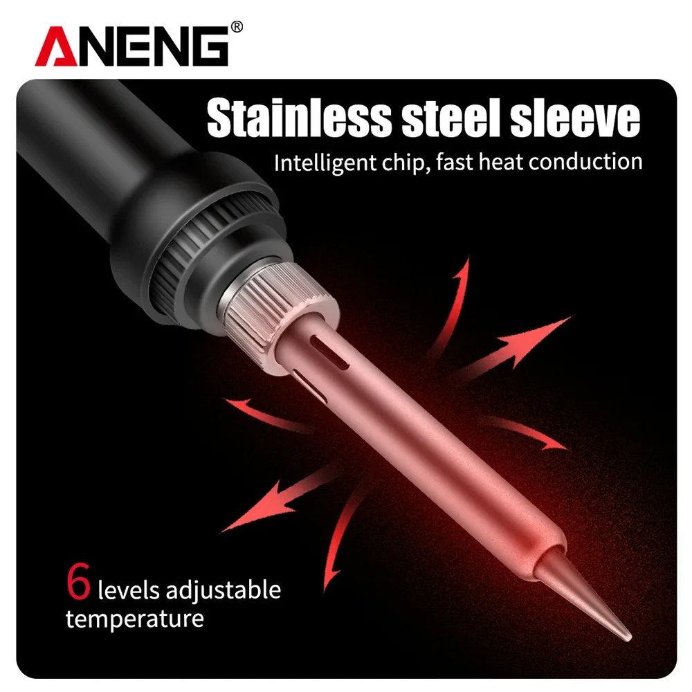 ANENG SL101 60W Digital Electric Soldering Iron Kit Temperature Adjustable 220V 110V Welding Tool Ceramic Heater Soldering Tips
