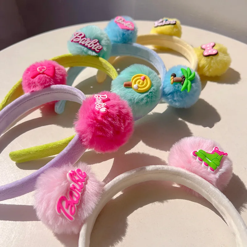 Cartoon Girls Barbie Style Hair Ball Band For Children Dopamine Anime Cute Short Plush Hair Clip Accessori Per Capelli Per Bambini Bambini