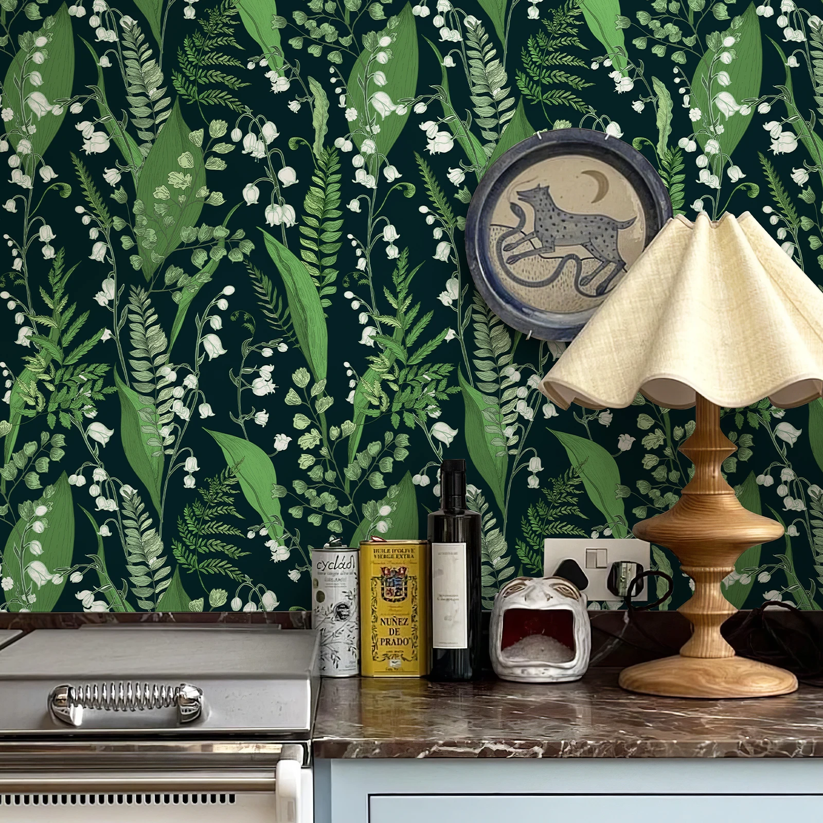 Fresh Green Leaf Waterproof PVC Wallpaper Retro Dark Green Botanical Peel And Stick Wallpaper Spring Flower Living Room Decor