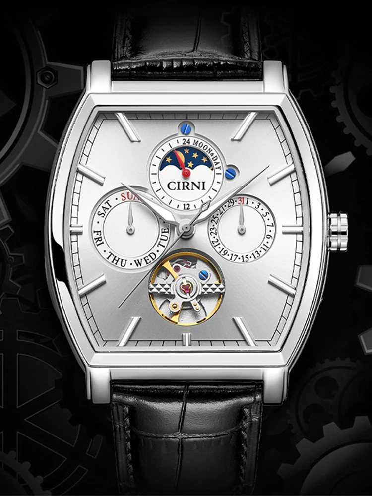 

Luxury Watch Men Automatic Self-Wind Mechanical Wristwatches Top Brand Tonneau Business Watches Sapphire Glass Clocks CIRNI 2022