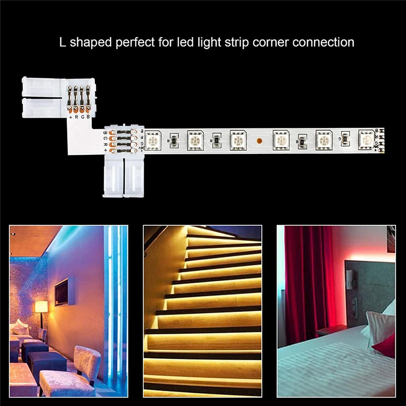 RGB Connector 4 Pin L Shape LED Extension Wire For Led Strip Light 5050