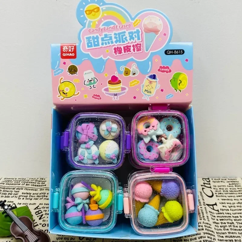 1 Pcs/Set Creative Detachable Food Snack Lunch Box Eraser Set Student Prize Stationery
