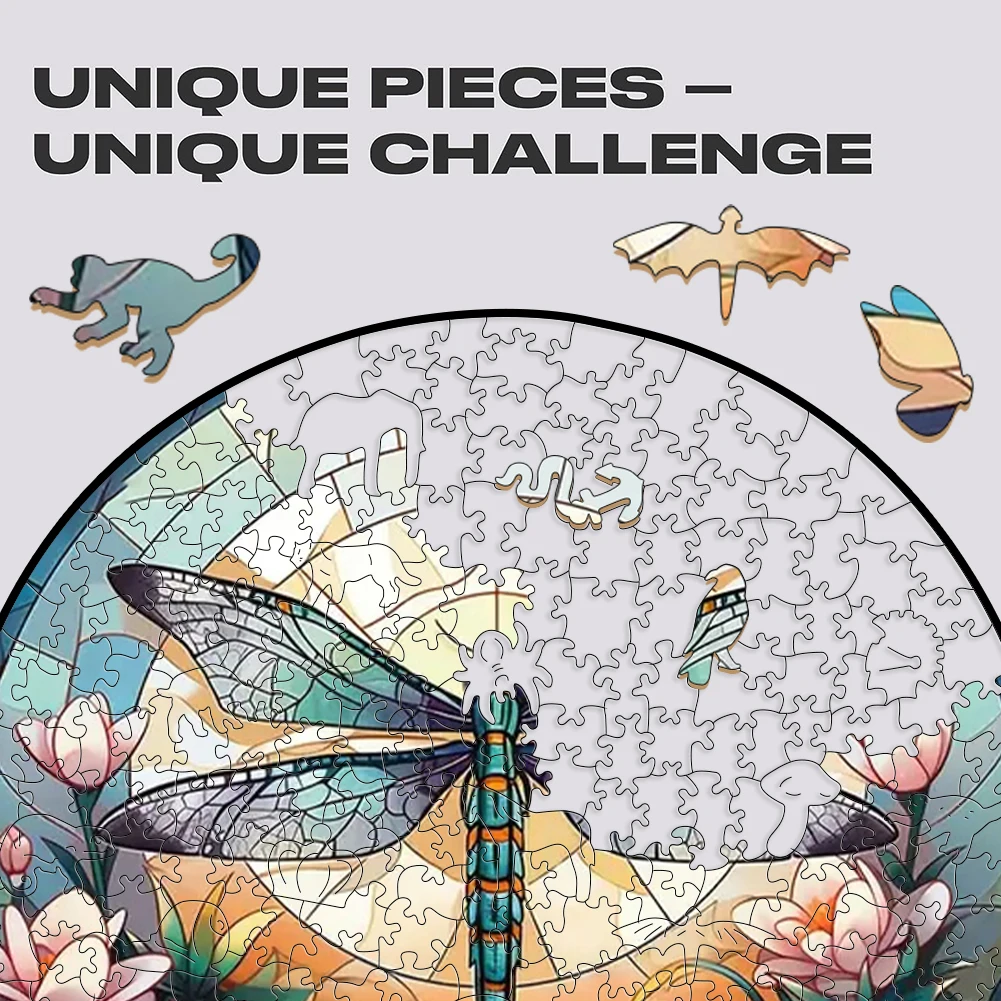 Wooden Puzzle Mandala Dragonfly Surprise Toys 3D Wood Jigsaw Puzzles Creative Games Round Shaped Animals Secret Puzzle Boxes