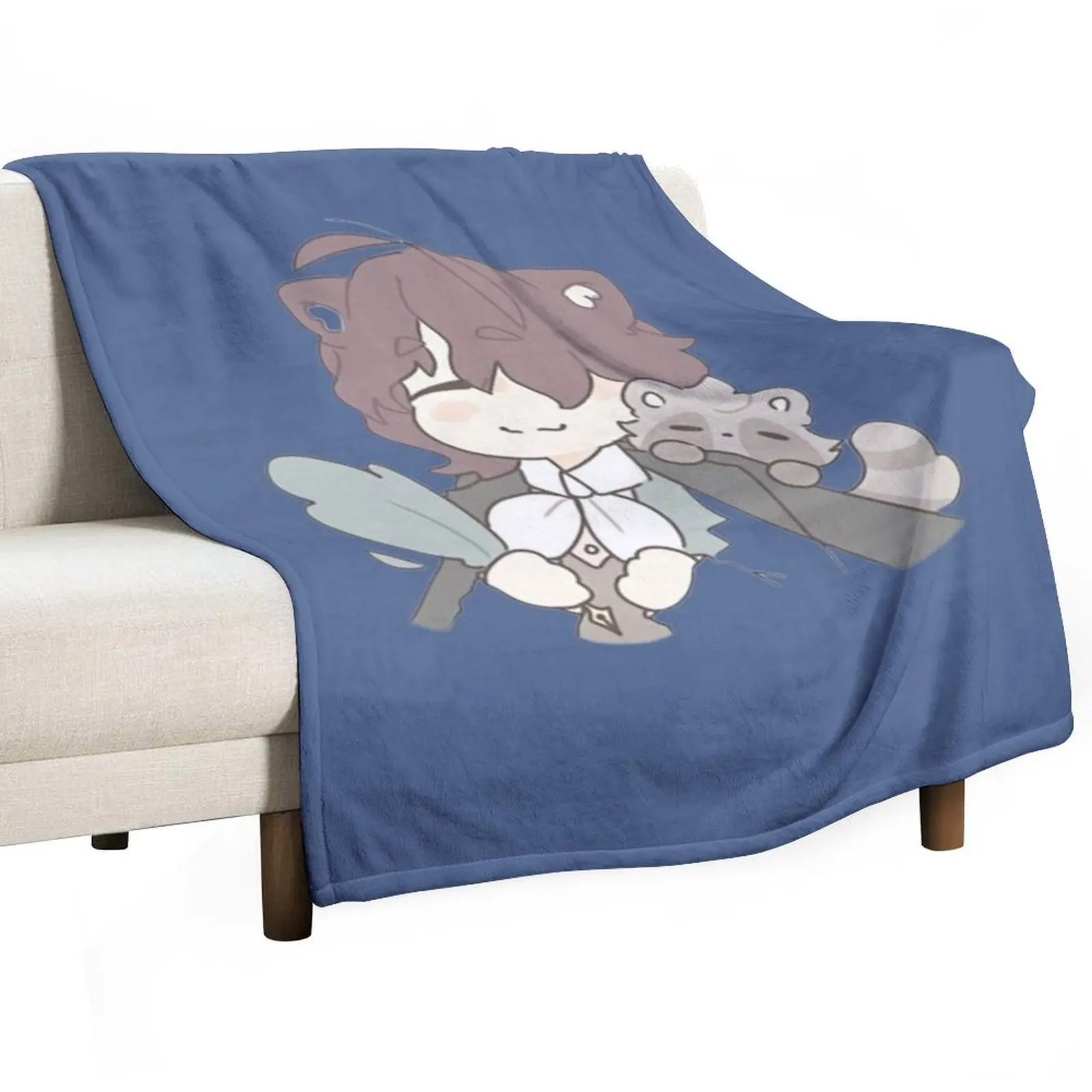 

Raccoon Poe Throw Blanket For Decorative Sofa Warm Flannel Summer Beddings Blankets